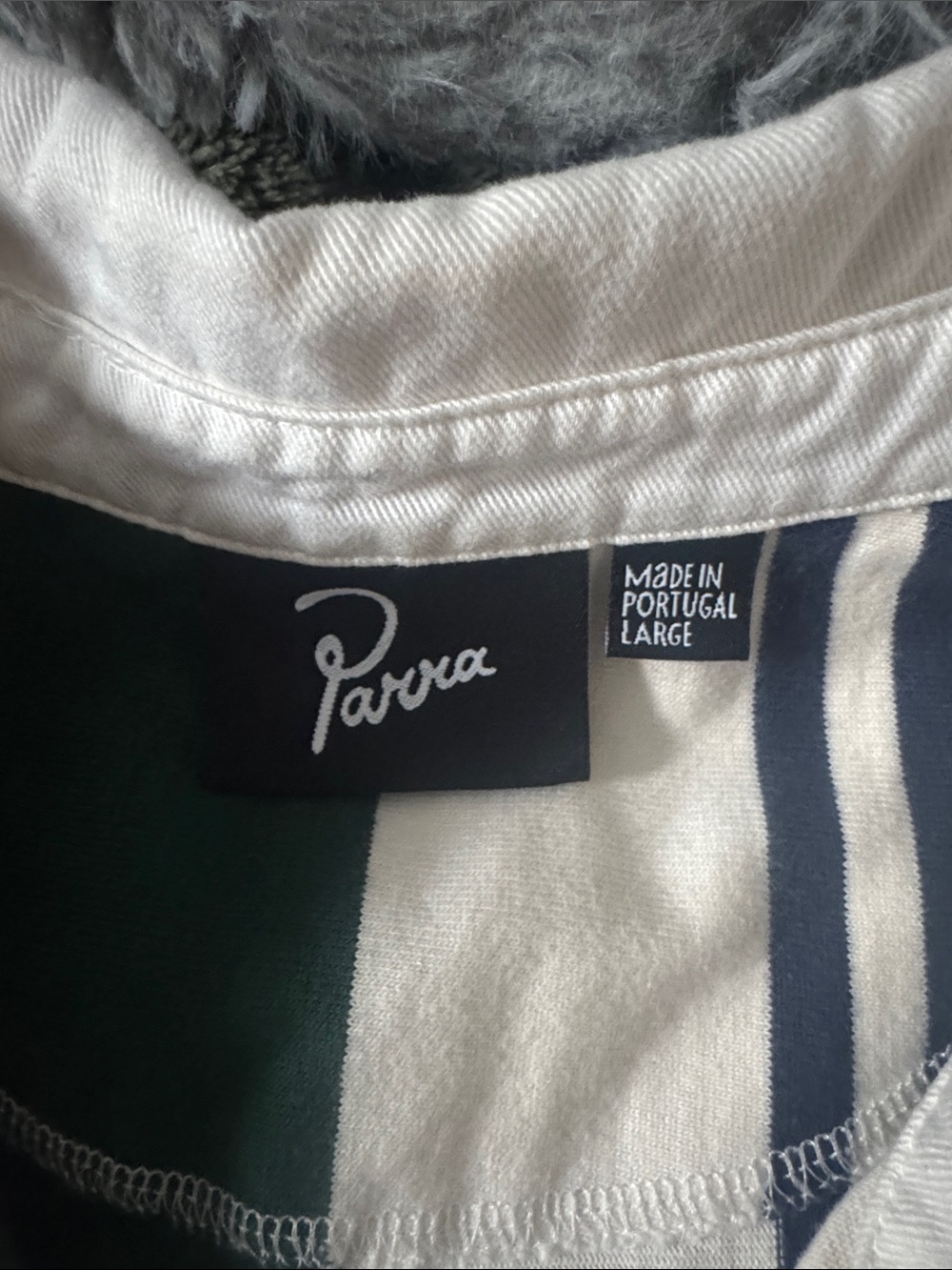 Pavva Multi-Stripe Long Sleeve Rugby Shirt - Blue/Maroon/Green - Picture 2 of 2